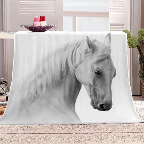 AKATIE Kuscheldecke Pferd 3D-Druck Kinder Sofadecke Flanelldecke Tiere Pferde Couchdecke Flauschige Wohndecke 130x150 cm Reisedecke Sofaüberwurf Decke