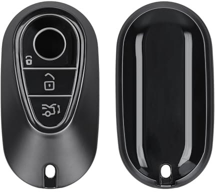kwmobile Autoschlüssel Hülle kompatibel mit Mercedes Benz 3-Tasten Smart Autoschlüssel - Schlüsselhülle Silikon Cover - Schwarz matt Schwarz