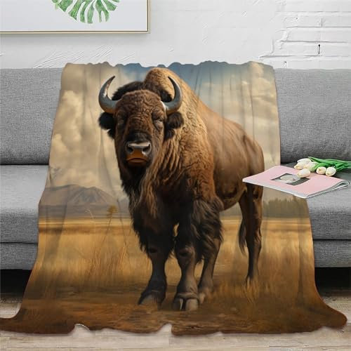 Bison Yak Decke,weiche Und Warme Decke, Sofadecke,Flanell-Überwurfdecken Für Wohnzimmer,Bettwäsche,Sofa,Schlafzimmer,Kinder,Erwachsene, 60x80inch(150x200cm)
