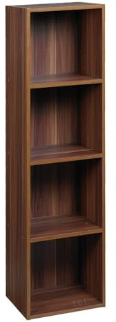 URBNLIVING Tier Wooden Bookcase Shelving Display Storage Shelf Unit Wood Shelves (Teak, 4 Shelf)