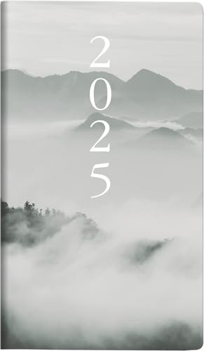 rido/idé Taschenkalender Modell TM 15 (2025) „Cloudy Mountains“, 1 Seite = 1 Woche, A6, 112 Seiten, Grafik-Einband, grau