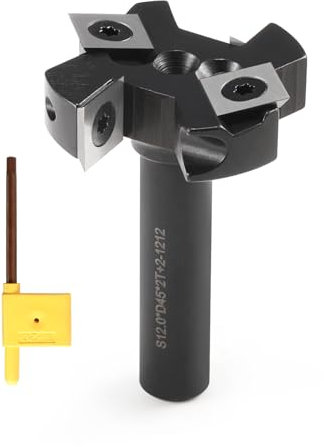 Planfräser 12mm Schaft 45mm Durchmesser Präziser Hobelfräser mit VHM Wendeplatten 2+2 Flöten CNC Planfräser für Oberfräse 12mm Wendeplattenfräser holz Abflachfräser Schaftfräser