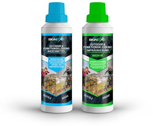 SkinStar Detergente para ropa exterior y funcional + impregnación Wash-In, pack doble de 500 ml cada uno