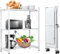 DEANIC 3 Etagen Klappregal Schwerlastregal,Haushaltsregal Standregal Klappbares Küchenregal mit Rollen,71 x 34 x 90cm Metallregal Schwarz,Bücherschrank Kostenlose Installation Wohnzimmer(Weiß)