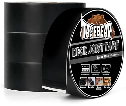 TAPEBEAR Butylband Dichtungsband Wasserdichtes 50mm×15m, Dach Reparaturband Butyl Klebeband Selbstklebend Bitumenband Korrosionsschutz für Holzbalken und Balken, 4 Rollen