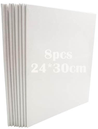 Tableau en toile, CTRICALVER toile coton de peinture, tableau de peinture 24 x 30 cm, (paquet de 8) tableau de toile vierge, tableau de peinture à l'huile de 3 mm, adapté aux débutants et aux amateurs