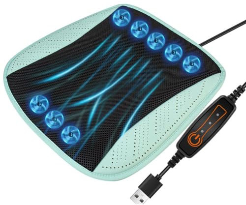 Cooling Car Seat Cushion,Ventilated Car Seat Cover,Breathable Car Seat Cooling Pad with 5 Fans USB Cable Car Seat Protector for Car Seat Home Office Chair