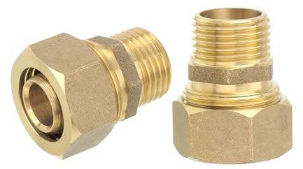 QUARKZMAN 2pcs Laiton Compression Tube Raccord, 20 mm Tube OD x G1/2 Mâle Connecteur Droit Raccord Adaptateur Union Raccords