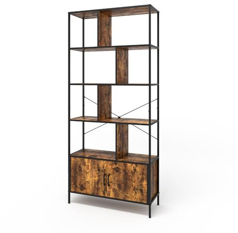 Vicco Raumteiler Fyrk, Bücherregal stehend, Eiche rustikal, 80 x 180 cm mit 2 Türen