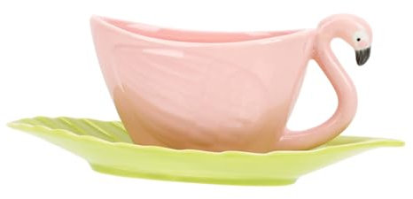 Amosfun 1 Juego Taza de cerámica con flamenco tazas de te chinas taza de agua con platillo taza rosa plato de taza de té vasos de te set tazas taza de capuchino casera accesorio de oficina