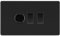 BG Screwless Flatplate Matt Black 3 Gang Grid Switch 1x Trailing Edge LED Dimmer 2x 2 Way