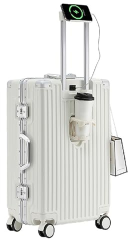 HYPIQQ Reisekoffer Mit Rollen Groß Reisekoffer Groß XXL Ultraleicht Koffer Handgepäck Leicht Hardschalen-Koffer Groß Board Koffer Handgepäck Schalenkoffer Reisekoffer Handgepäck,Weiß,28Zoll