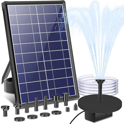 Biling Fontaine solaire pour extérieur, petite pompe de bassin solaire, 7,5 W, avec filtre, 10 buses, tuyaux flottants, jeu d'eau solaire, pour étang, bricolage