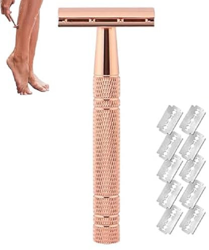 Solara Razor, Glide 2.0 Razor, Solara Razor for Women, Safety Razor for Women, Reusable Metal Razors Women, Manual Razors for Women, Metal Razor for Men and Women for Leg Arm Underarm Bikini (Rose)