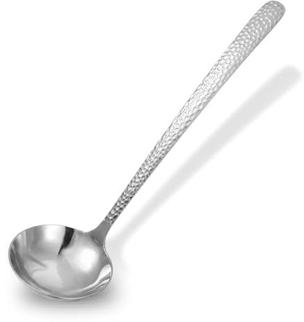 Stainless Steel Ladle Spoon Premium Small ladle Elegance and Functionality Soup Ladle Silver Metal Ladle with Long Handle for Cooking Soup Spooning Sauces Gravies Dishwasher (24.5x6.5cm)