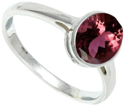 SILVERNROCK Bague en argent sterling 925 massif tourmaline rose Lab Grown Bague en pierre fabriquée à la main pour homme et femme Bijoux ERG1156AR_66 (21.0), 66 (21.0), Métal précieux, Tourmaline rose