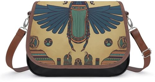Ägyptische Skarabäus-Leder-Umhängetasche für Damen, klassische Umhängetasche, Leder-Tragetasche, Handtasche, Geldbörse, kleine Umhängetaschen zum Einkaufen, Stil, Einheitsgröße