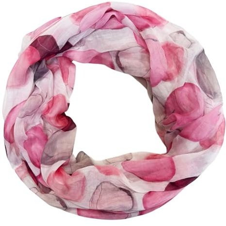 Jeamis Kreis Seide Loop Farbverlauf Frühling Rundschal Rainbow Unisex Sommer Leicht Schal Stola Dots (Kreis25B Pink)