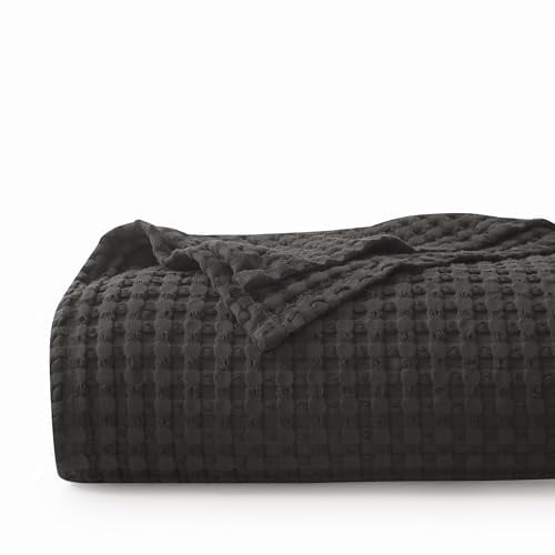 CHUFFED 100% Baumwolldecke 270 x 230 cm Tagesdecke Waffelpique Decke Weiche & Atmungsaktive Leichte Oeko-TEX® Zertifiziert-Sofa Couch Überwurf Bettüberwurf Kuschedecke Bettdecke Anthrazit