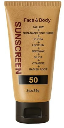 Natural Mineral Sunscreen SPF 50, Mineral Sunscreen, Mineralische Sonnencreme LSF 50, Nicht fettende Formel für Gesicht und Körper, Mineralische Sonnencreme für Gesicht Tagescreme mit Lichtschutz (1)