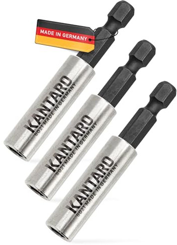 KANTARO 8023 Heavy Duty Bithalter (3 Stück) magnetisch - Made in Germany Edelstahlhülse E6.3 L60mm ⌀11mm