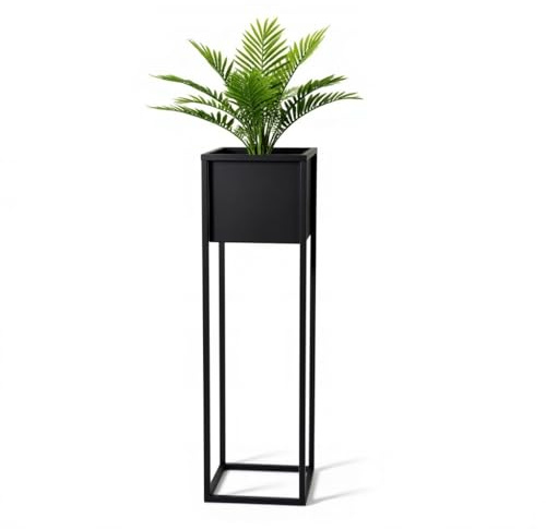 FRAMADO - Pflanzenständer Reno - 21x21x90cm - Farbe Schwarz - für Zimmerblumen - Metallregal - Dekorativer Tisch - Blumenständer - für Zimmerecke, Wohnzimmer, Balkon