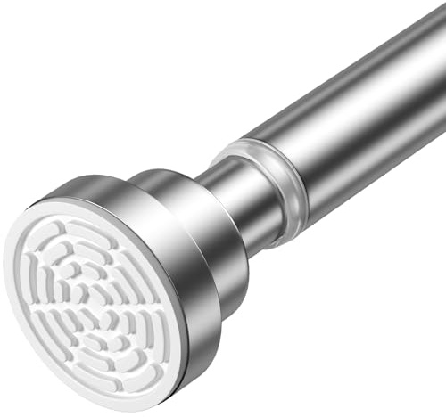 AIZESI Duschstange Gardinenstange ohne Bohren 80-125CM,Teleskopstange Klemmstange Duschvorhangstange Geeignet für Badezimmer, Fenster, Kleiderschrank,1 Stück Silberfarb (Durchmesser 22mm) Shower Rod