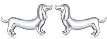 EMEM Ohrringe Damen 925 Silber Dackel Design Niedliche Hund Form Ohrstecker Modeschmuck Tierliebe Schmuck gm203