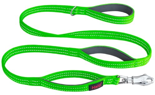 Halti BRIG Safety Dog Lead | Neon Green, 1.5m Length | Colour Coded Dog Lead with Ultra-Strong Clip | Reflective Stitching | Neoprene Padded Handles | Designed for Large Dogs