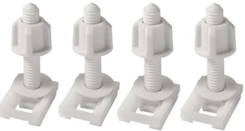 4Pcs White Universal Plastic Toilet Seat Screws and Nuts with Rubber Washers, Hinge Bolts Screws Hinges Replacement Parts Bathroom Fixtures
