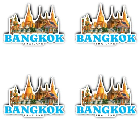 Laminierte Aufkleber: 75 mm, 4 Stück - Bangkok Thailand Vinyl Sticker wetterfest