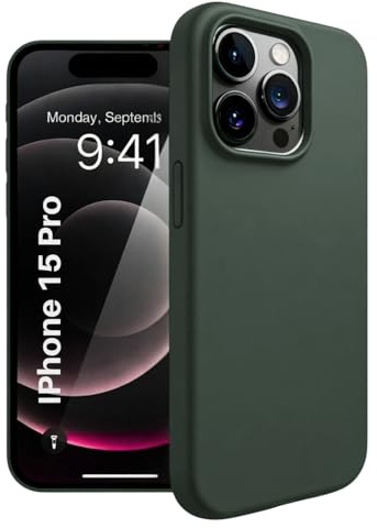 Etuano für iPhone 15 Pro Hülle Silikon – Dünne Schutzhülle & Handyhülle iPhone 15 Pro Case Slim, Stoßfest & Kratzfest, Slim Cover, Grün