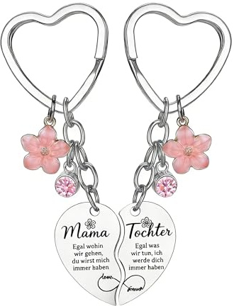 Baofuwan Muttertagsgeschenk Schlüsselanhänger 2 Stück Herz Passender Mama Muttertag Schlüsselanhänger Geschenk Für Mutter Tochter Frauen Geburtstagsgeschenk (rosa)