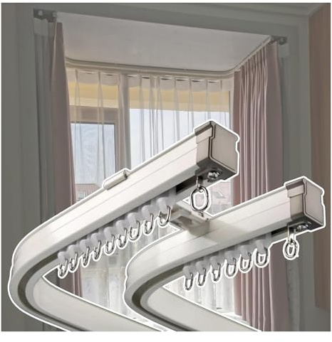 Flexible Vorhangschiene,Vorhangschienen 2-läufig Gardinenschiene,Biegbares Vorhangspursystem, Deckenwandhalterung Aluminiumlegierungs Vorhangstrecke Und Armatur(Size:5m/16.4ft,Color:Deckenhalterung)