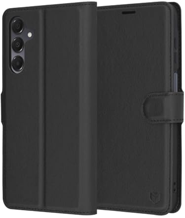 Techsuit für Samsung Galaxy A16 4G A16 5G Flip Wallet Hülle mit Kartenfach, Standfunktion, Premium Finish, Kratzfest, 360 Grad Rundumschutz, Elegantes Design, Leather Folio Series, Schwarz