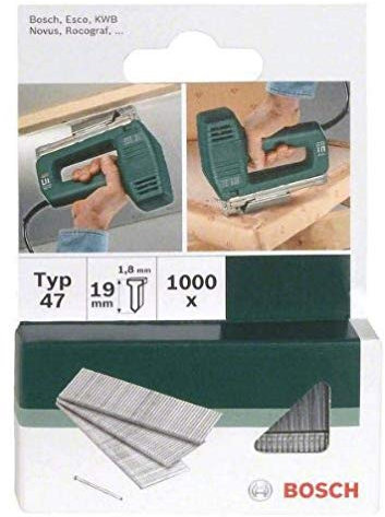 Bosch 1000x Nagel typ 47 (für Hartholz/Massivholz, Weichholz, Akustikplatten, 1.8 x 1.27 x 19 mm, Zubehör Tacker)
