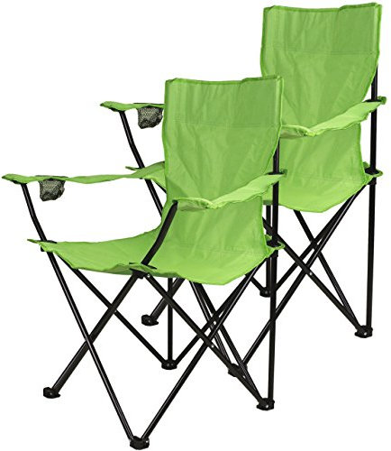 Nexos 2-er Set Angelstuhl Anglerstuhl Faltstuhl Campingstuhl Klappstuhl mit Armlehne und Getränkehalter praktisch robust leicht hellgrün