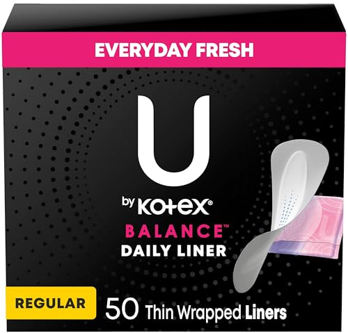 U by Kotex Balance Daily Panty Liners, Wrapped, Light Absorbency, Regular Length, 50 Count (Packaging May Vary)