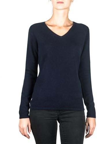 CASH-MERE.CH 100% Kaschmir Damen Pullover | Sweater V-Ausschnitt 2-fädig