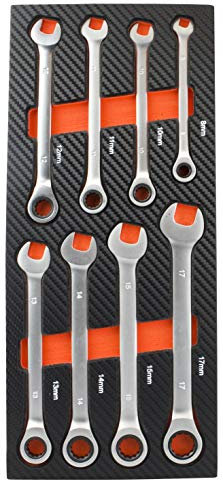 Fischer Darex - Module mousse 8 clés mixtes à cliquet pour servante d'atelier