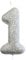 Anniversary House Metallic Silver Glitter Candle, Number 1, 1st Birthday Cake Topper, 7 Centimeters, AHC40/1