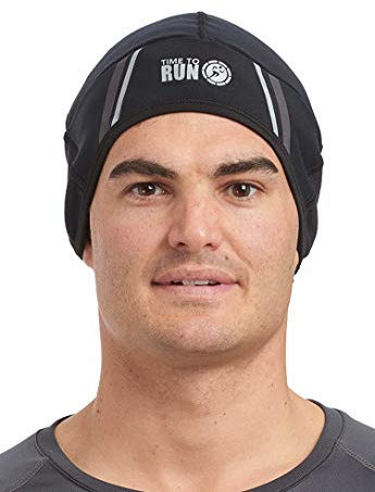 time to run Winddichter Pro Spirit Reflektierender Leichte Thermo Lauf-Mütze Unisex Sports Beanie Hut Schwarz