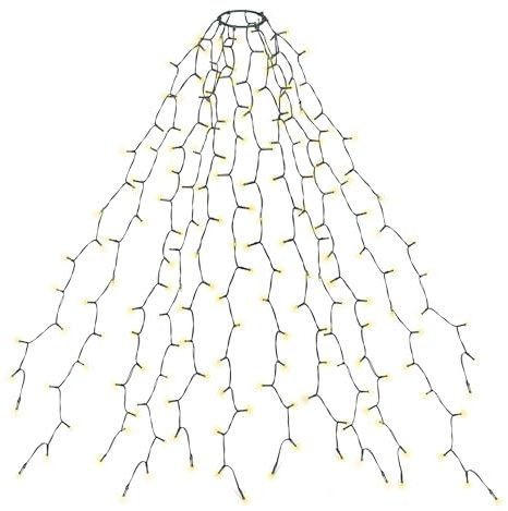 Gartenpirat Weihnachtsbaum-Lichterkette mit Ring für Weihnachtsbäume von 2 bis 2,2 m Beleuchtung 300 LED warmweiß Timer-Funktion 12 LED-Stränge 2,5 m lang