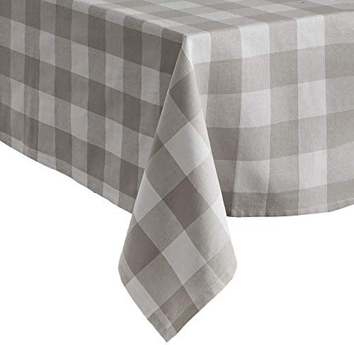 Elrene Home Fashions Farmhouse Living Buffalo Tischdecke, kariert, 152 x 259 cm, Grau/Weiß