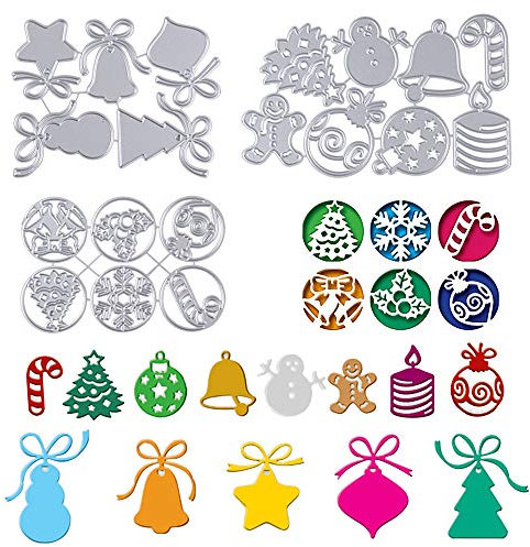 3 Set Weihnachten Grußkarten Stanzbögen Stanzschablone Prägeschablone Silber Stanzformen Stanze für DIY Weihnachten Anhänger Scrapbooking Basteln Fotopapier Journaling Cutting Dies
