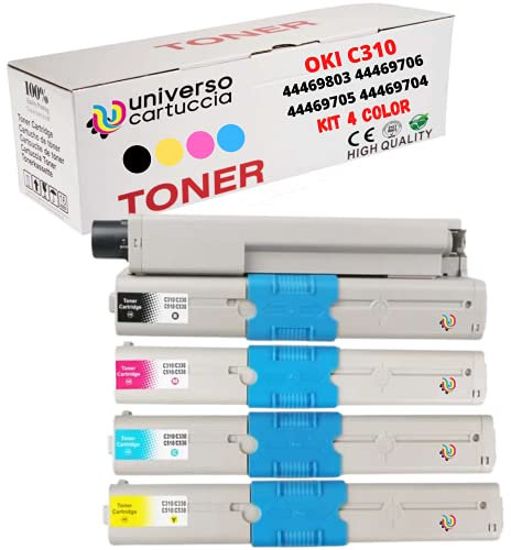 UniversoPatrona® Kit 4 Toner New kompatibel für OKI C310 - C310N - C310dn - C330 - C331 - C510 - C511 - C330dn - C530dn - C531 - C351 - MC351DN - MC352 - MC361 - MC362 - MC561 - MC562dn-MC562dnw