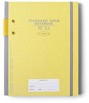 DesignWorks Ink Gelbes Notizbuch, Standardausgabe, Nr. 3, Tagebuch mit linierten Seiten, Gummibandverschluss, Stifthalter und 3 Lesebändchen für Arbeit, Schreiben, Journaling