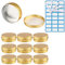 ZEOABSY 10 Pièces 100ml Pots en Aluminium Vide Rond Or Petit Cosmétiques Pot Conteneurs for Fait Main Bougies Crème Baume Voyage, 5X Spatule, 1x Étiquettes