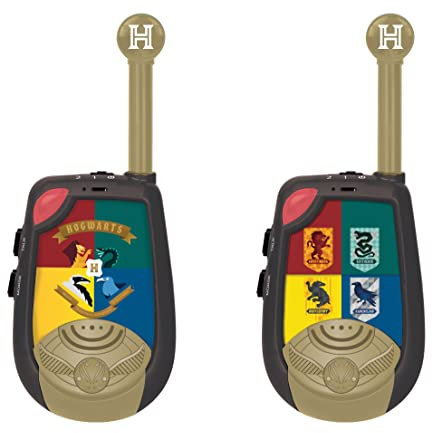 LEXIBOOK, Harry Potter, Walkie-Talkies Digitales, 2 km de Alcance de transmisión, función de luz Morse, Clip para el cinturón de Transporte, 2 Canales, Funciona con Pilas, Negro/Oro, TW25HP