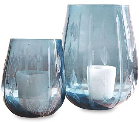 Loberon Lot de 2 photophores Danisar, Bleu